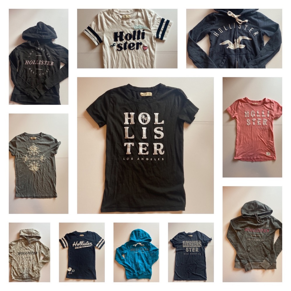 XXS Hollister Bundle - 11 pieces - 5 hoodies and 6 t-shirts!